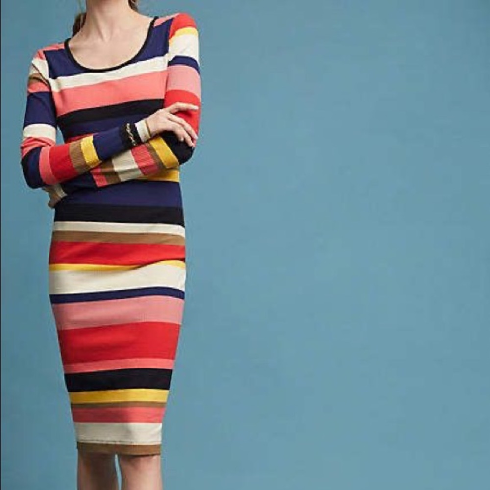 ✨HP✨ Anthropologie Vivid Striped Column Dress